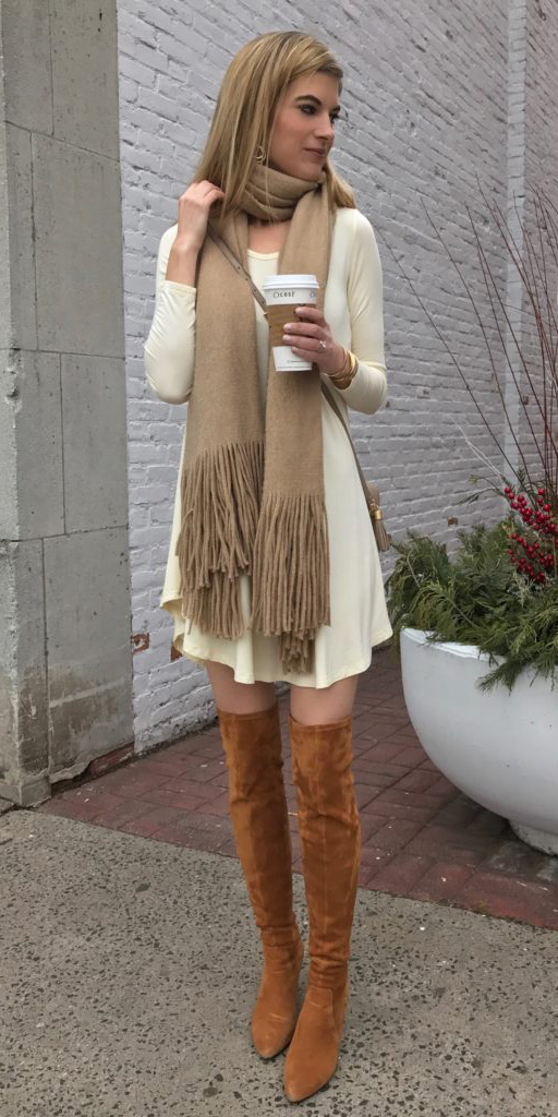 dress with tan boots