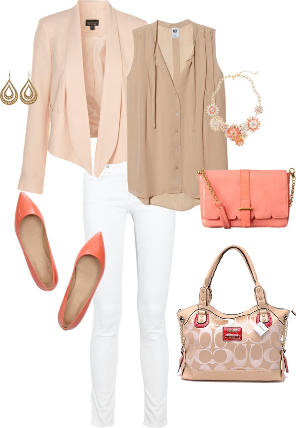 peach shoes outfit