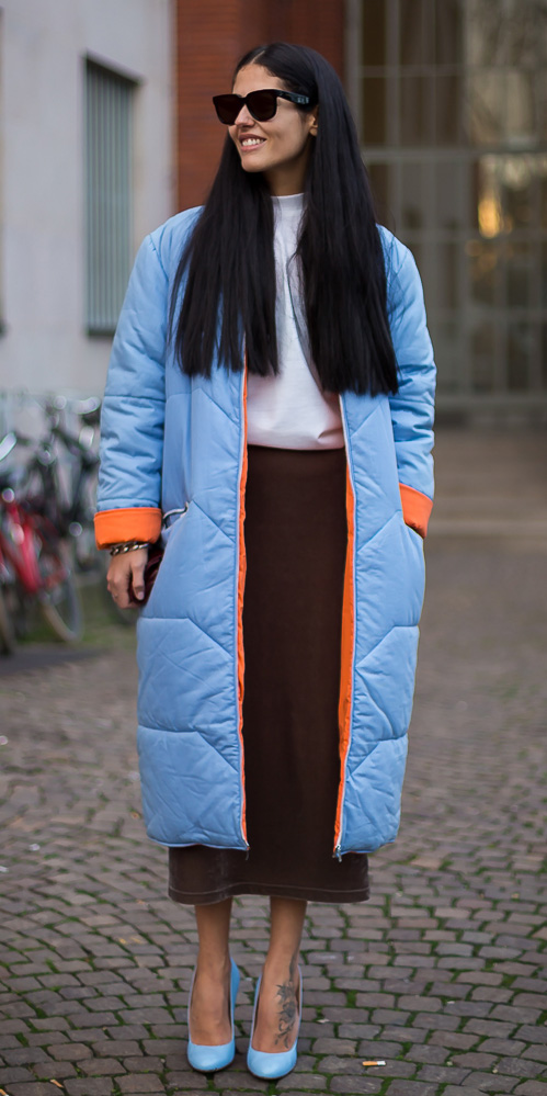 Fashion New's Winter Women Design Outwear Street Coat Light Blue