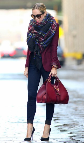 burgundy blazer outfits