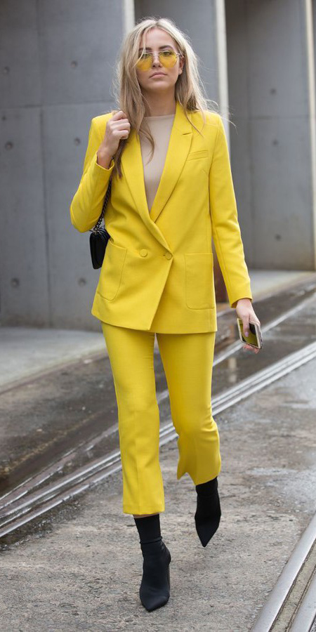 Yellow 2piece Pants and Blazer Suits White or Black Pants  Etsy  Stylish  suit Blazer suit Interview outfits women