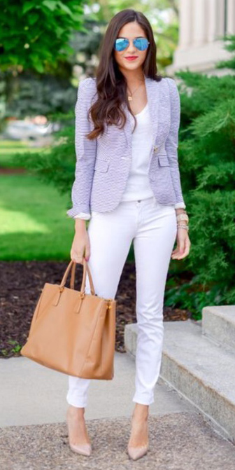 lilac blazer outfit