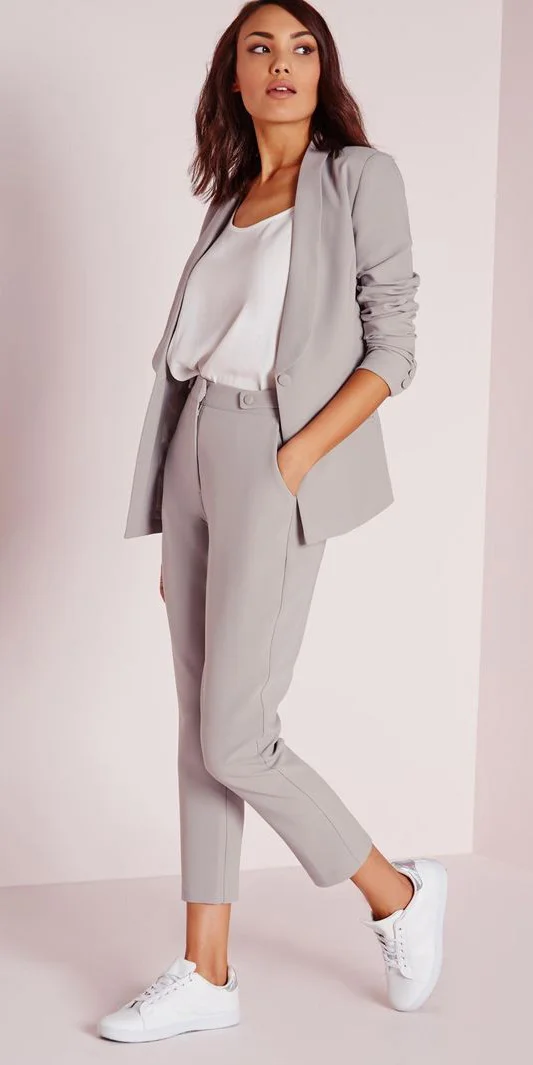 Light gray blazers HOWTOWEAR Fashion