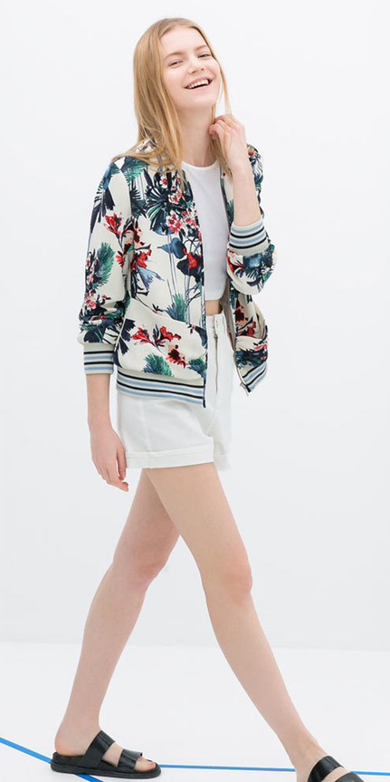 Fashion Summer Jogger out Wear Flower Print Bomber Jacket for