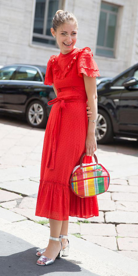 Cherry red midi dresses | HOWTOWEAR Fashion