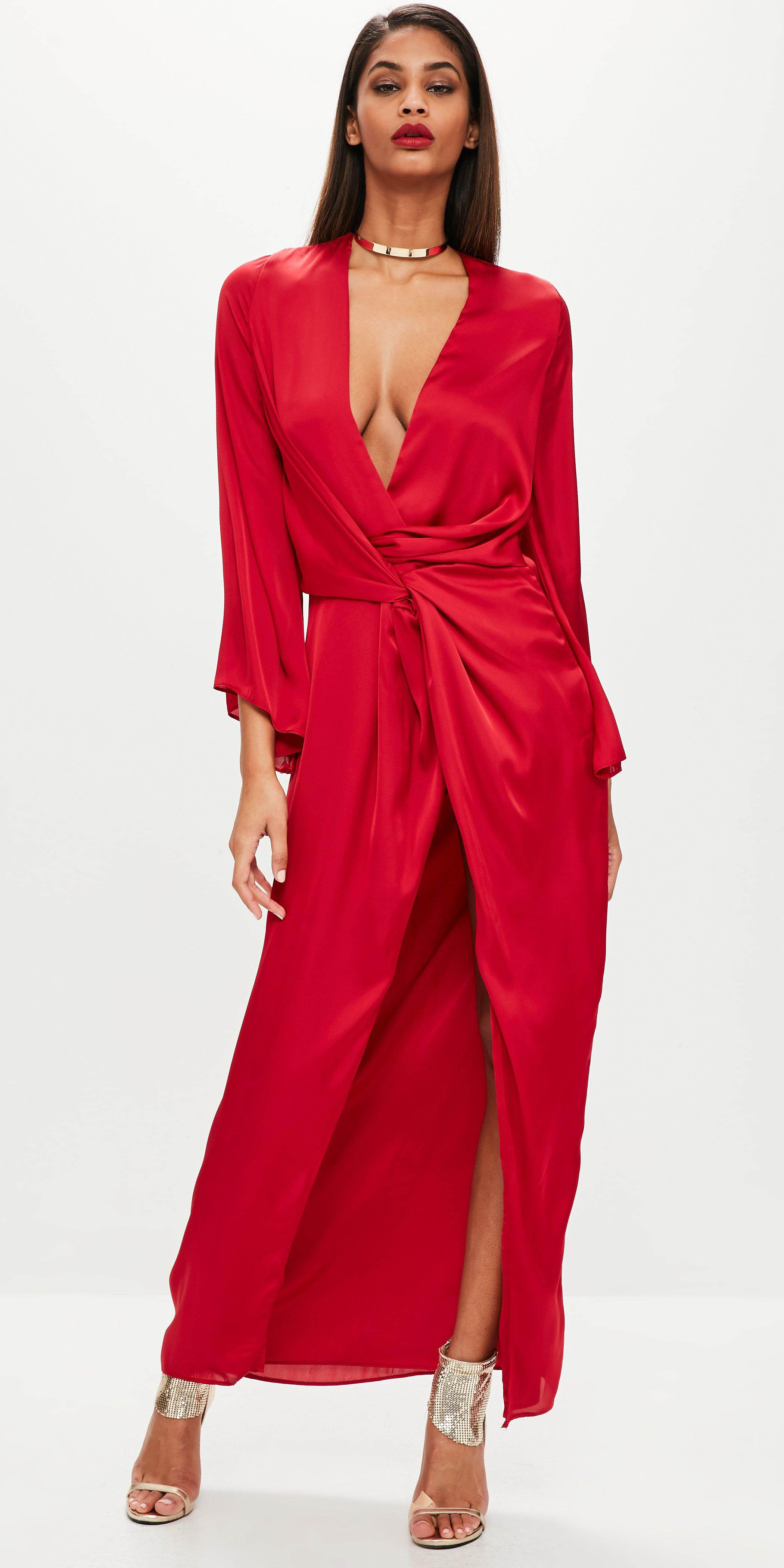 Cherry red wrap dresses | HOWTOWEAR Fashion