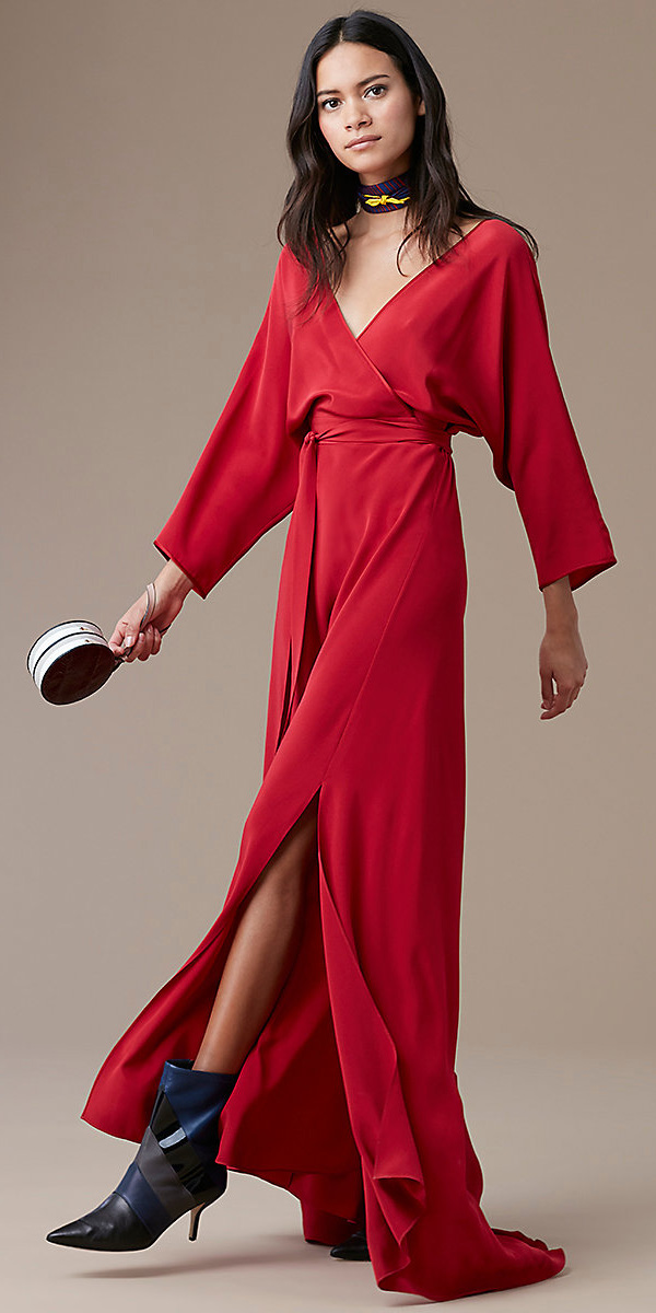 Cherry red wrap dresses | HOWTOWEAR Fashion