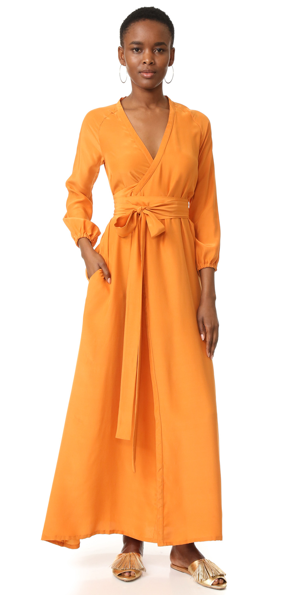 Orange wrap dresses | HOWTOWEAR Fashion