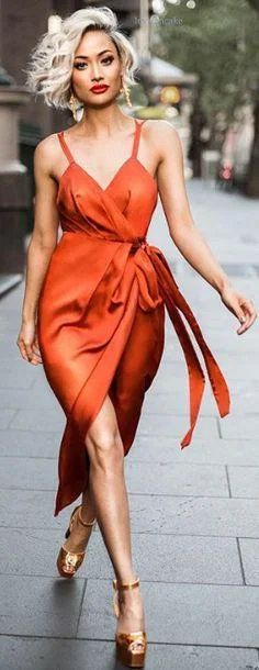 orange dinner dress