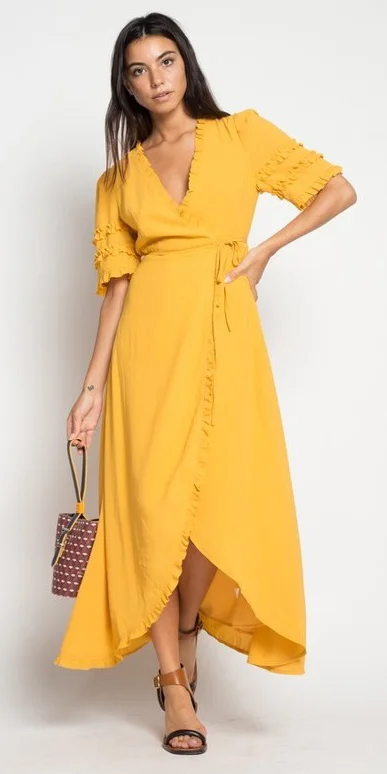 burgundy and yellow dress