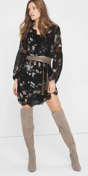 black dress tan boots