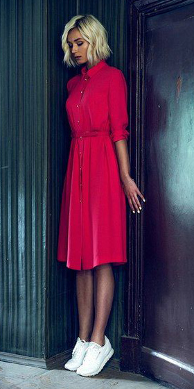 red shirt dress outfit