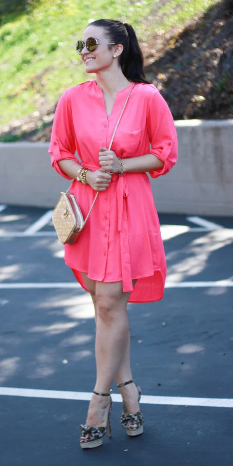 magenta shirt outfit