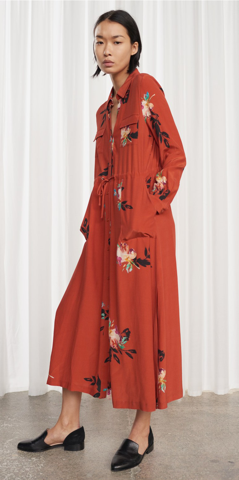 maroon and orange dress