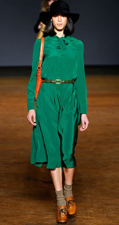 emerald green shirt dress