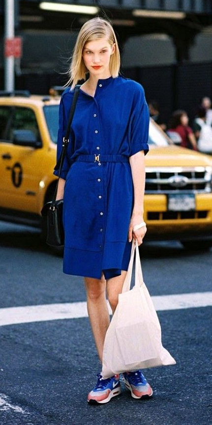 blue shirt dress