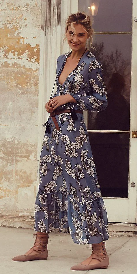 Medium blue midi dresses | HOWTOWEAR Fashion Medium blue midi dresses | HOWTOWEAR Fashion