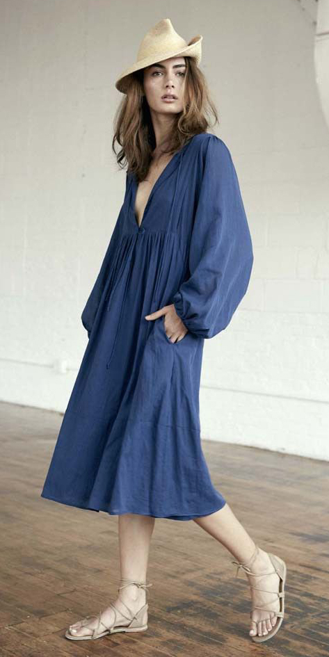 Navy blue midi dresses | HOWTOWEAR Fashion