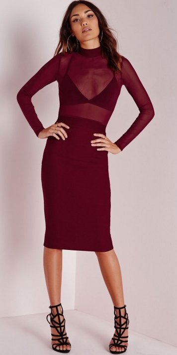 Burgundy bodycon dresses | HOWTOWEAR 