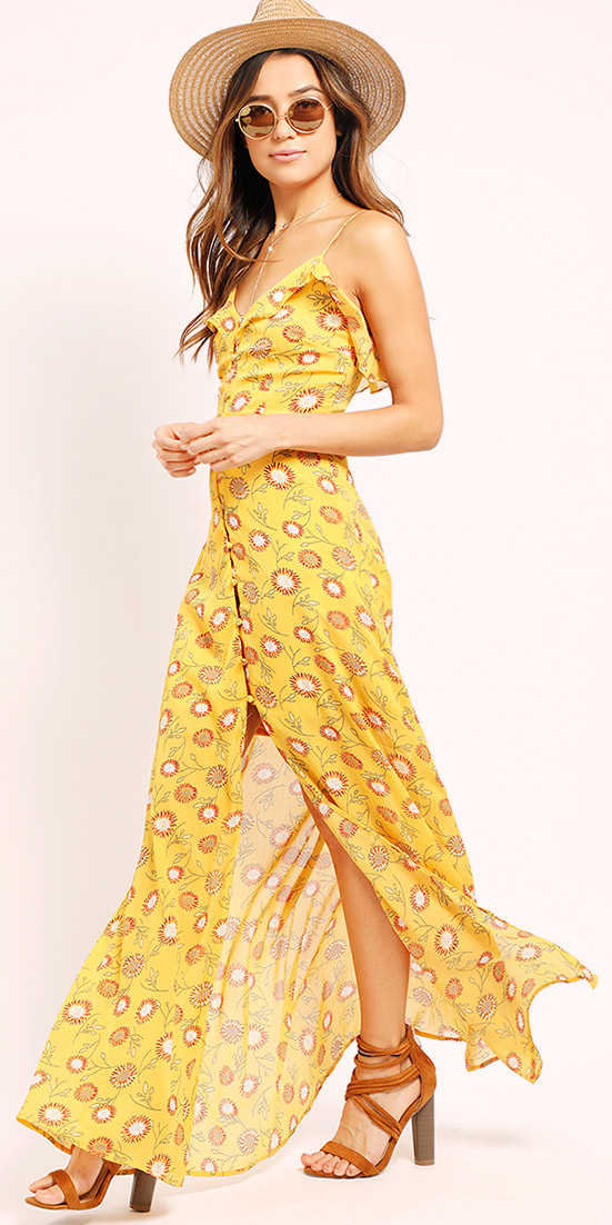 Yellow maxi dresses | HOWTOWEAR Fashion