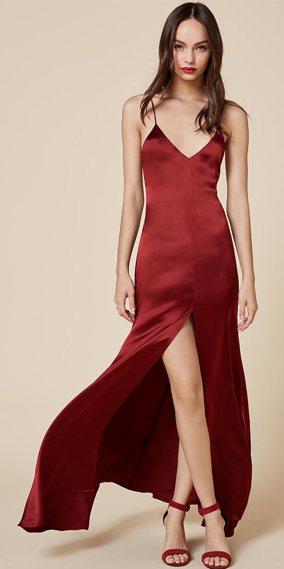 red slip maxi dress