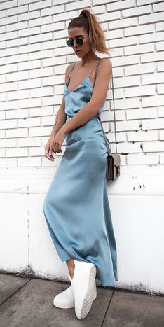 Light blue slip dresses | HOWTOWEAR Fashion