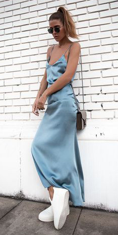 light blue slip dress