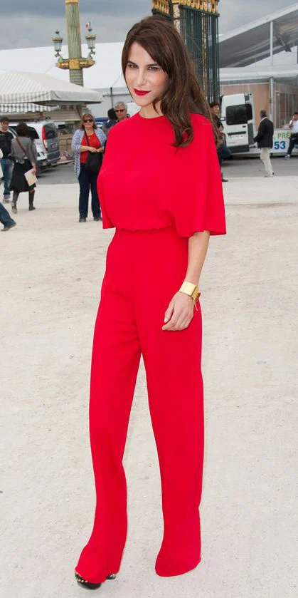 in the style red jumpsuit