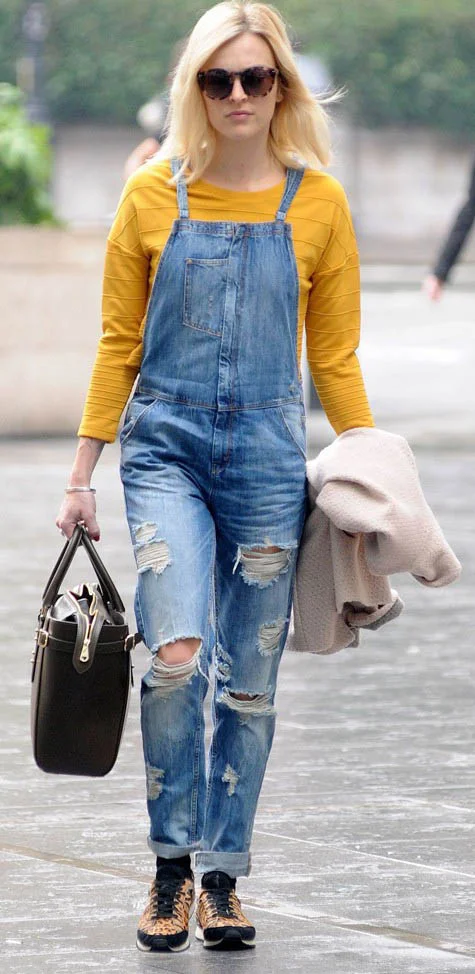 yellow jean jumpsuit