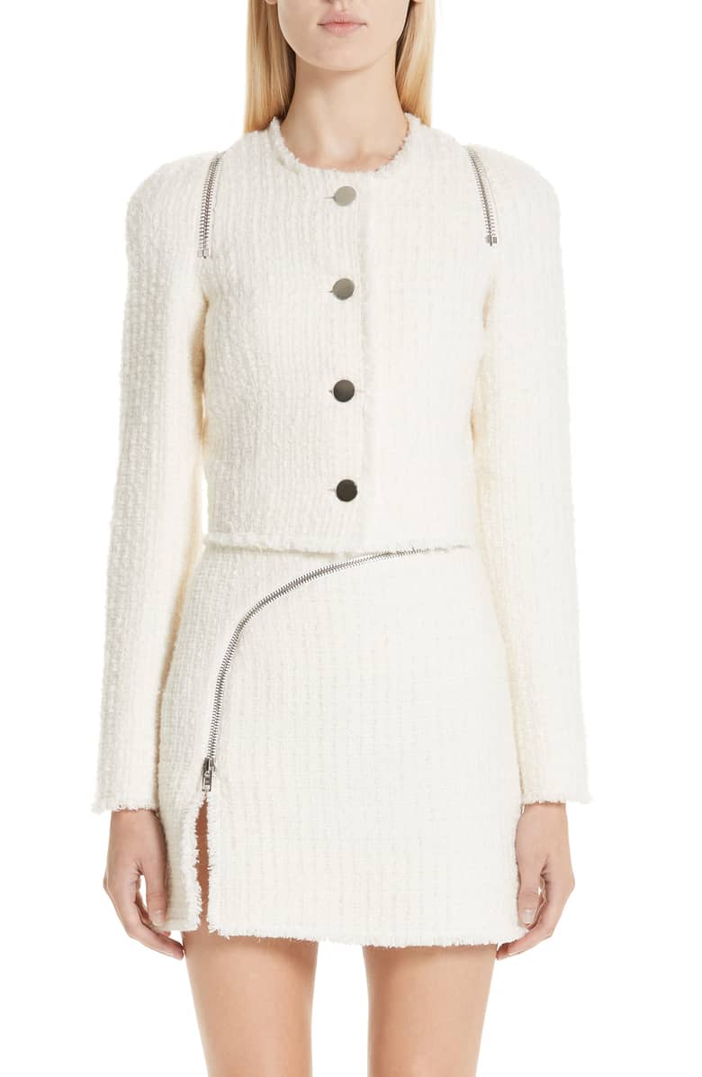 Zip Detail Tweed Jacket