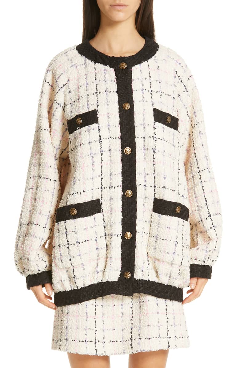 Oversize Tweed Bomber Jacket