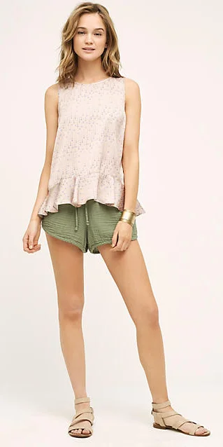 light green shorts outfit