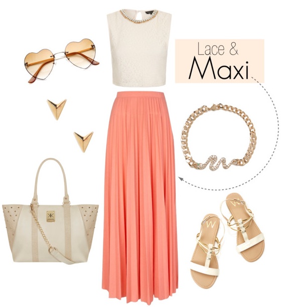 Peach maxi skirts | HOWTOWEAR Fashion