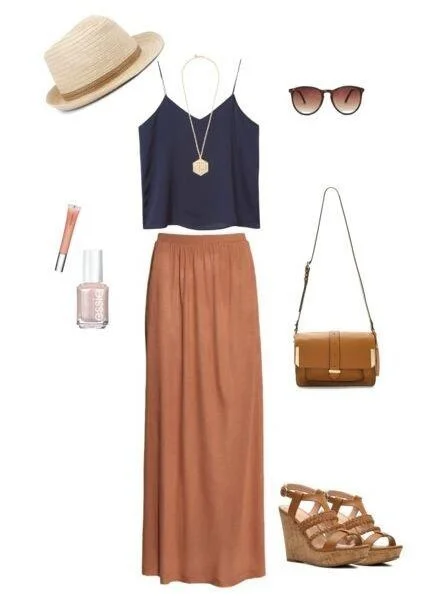 camel maxi skirt