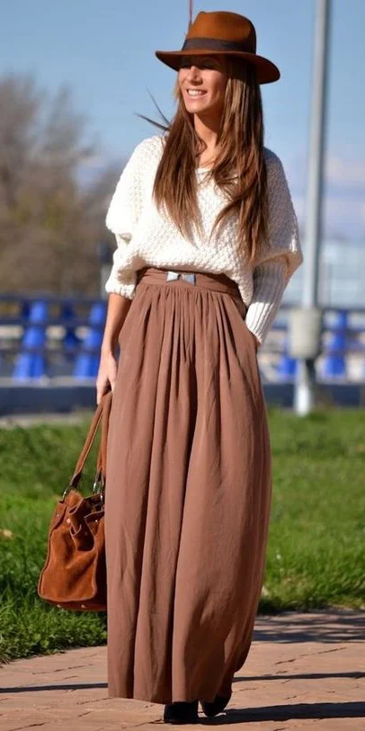 camel maxi skirt