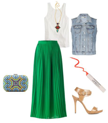 Emerald green maxi skirts | HOWTOWEAR Fashion