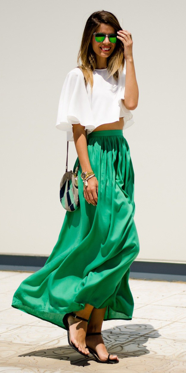 Emerald green maxi skirts | HOWTOWEAR ...