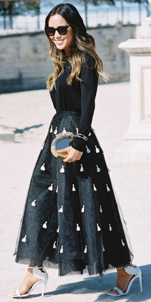 White skirt and black cheap top