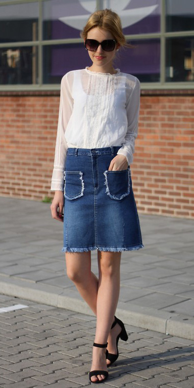 Medium blue mini skirts | HOWTOWEAR Fashion