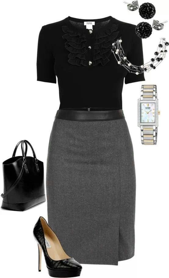 Dark gray pencil skirts | HOWTOWEAR Fashion