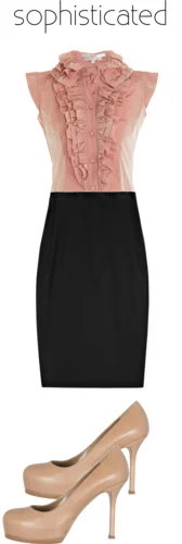 black pencil skirt and top