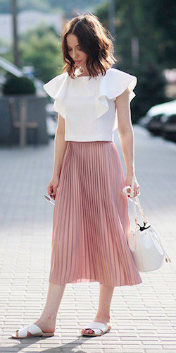 white top and skirt outfit