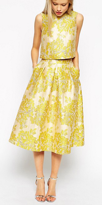 Yellow midi skirts | HOWTOWEAR Fashion
