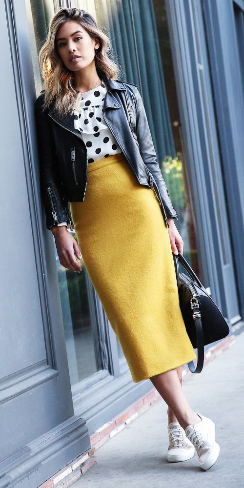 Midi Skirt Mustard Color Skirt Outfit Mustard Yellow Pencil Skirt - Main Image