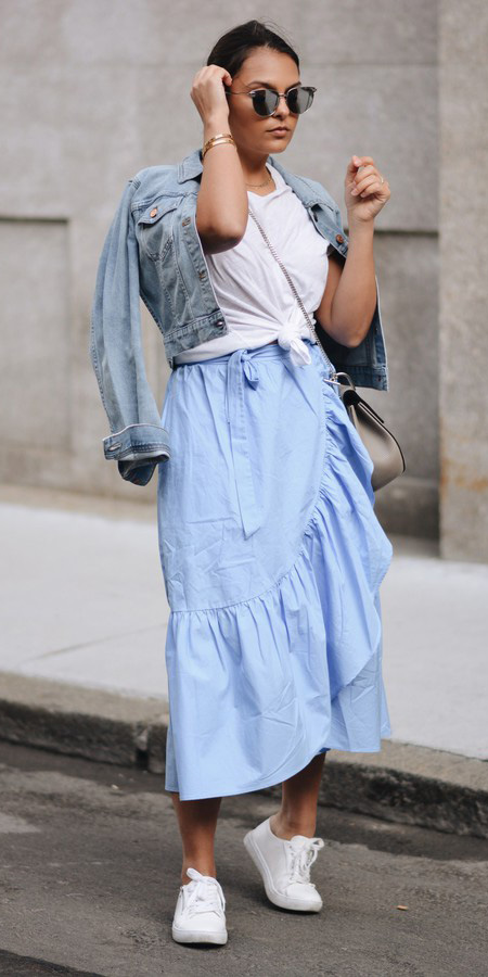 styrte Grisling is Light blue midi skirts | HOWTOWEAR Fashion