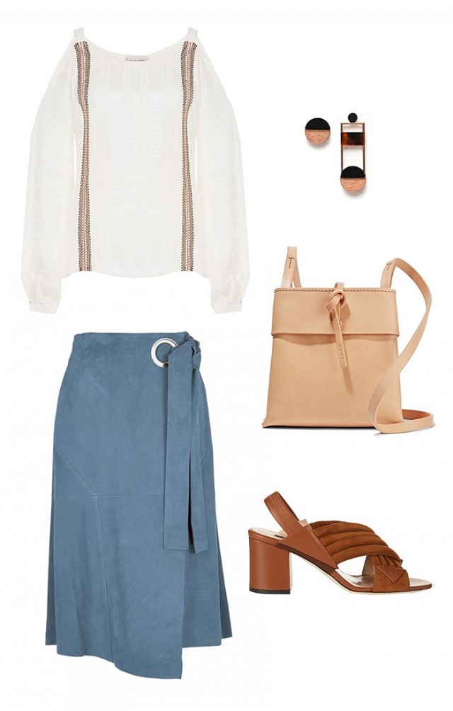 Light blue midi skirts | HOWTOWEAR Fashion