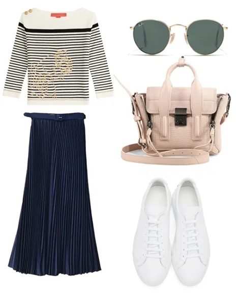 navy skirt outfit winter