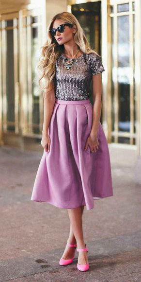 Long Pleated Tulle Skirt - Lilac - LavenderLime clothing