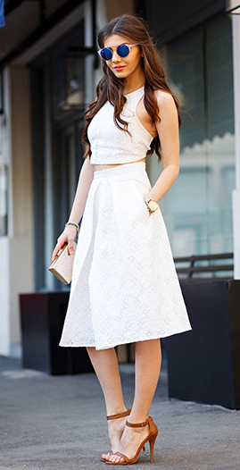 White midi skirts | HOWTOWEAR Fashion