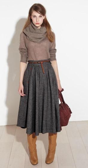 Dark gray midi skirts | HOWTOWEAR Fashion